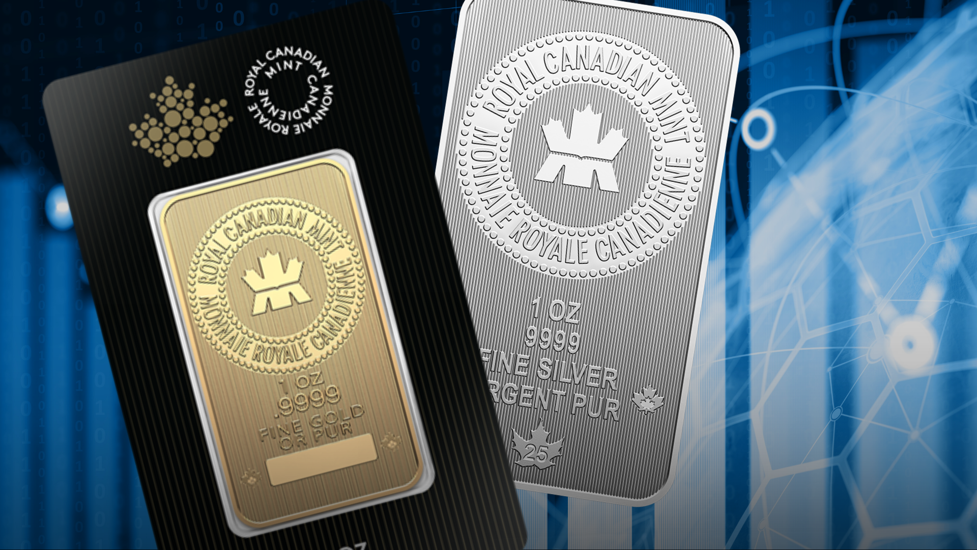 royal-canadian-mint-1-ounce-gold-and-silver-bars Lingots d’or et d’argent de 1 once de la Monnaie royale canadienne