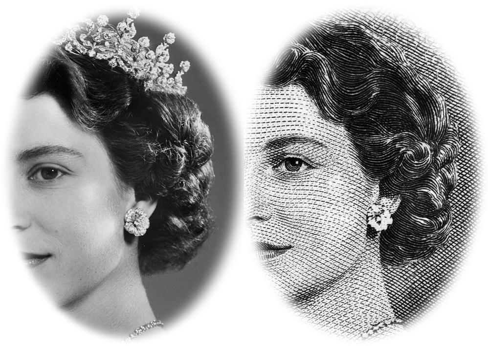 Comparaison du portrait de la reine Elizabeth II avec la gravure « visage du diable »